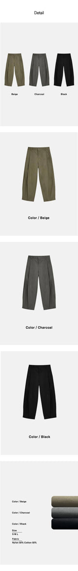 [S/S] Nylon tuck wide slacks (3color)