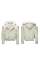 Faux Fur Pattern Puffer Jacket