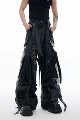 Vintage Strap Pocket Leather Pants