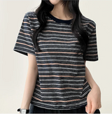 ロビンカラーストライプダンガラ半袖Tシャツ
