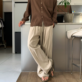 Cool Pin Tuck Linen Wide Pants
