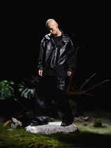 RELABEL 24AW Bug-Owned Form Half-High Standing Collar Deconstructed Contour Shoulder Leather Jacket