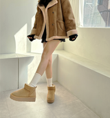 (100% SHEEPSKIN🐑🤎) 2 COLORS キュートフェミニンバターセミショートマウンテンコート
