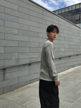 Overlock Henley Neck Knit Long Sleeve 4C