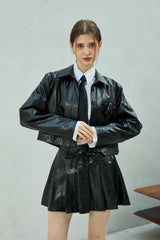 MOLLY LEATHER CROP JACKET / BLACK
