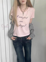 V-Neck Short Sleeve T-Shirt (2 Colors）