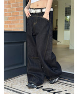 [Unisex] ステッチブーツカットデニムパンツ