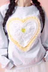 Full Love Frill Sweatshirt [Melange Gray]