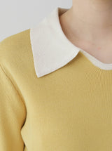 Classic Color Matching Collar Knit