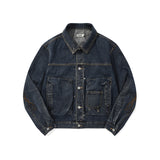 Bleach dyeing trucker jacket / Vintage indigo