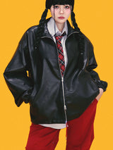 double two-way leather over jacket (2color)