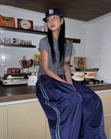 (3color) Hippie Pintuck Wide Nylon Banding Pants