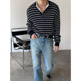 [S/S] ストライプヘンリーネックニットスリーブレス(2color)