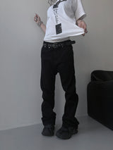 [unisex] back zipper cutting baggy pants 