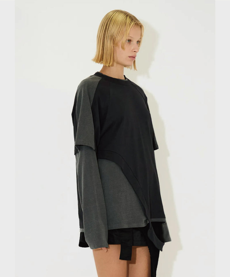 BICOLOR LAYERED LONG TEE