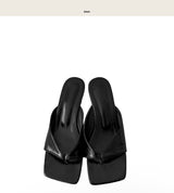 [ 6cm ] monet flip square wedge flip-flops