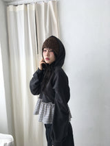 プレイドフリルフーディTシャツ
