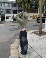 Wrap denim balloon pants