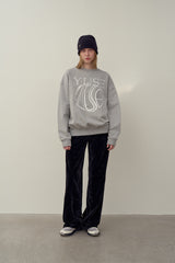 SWEATSHIRT EARTHYUSE NEEDLEWORK - GRAY