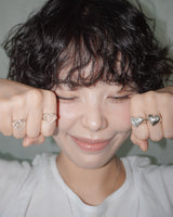 [925SILVER] COOKIE FRAME HEART STUD RING