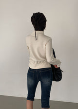 EYELET SHIRRING ZIP-UP