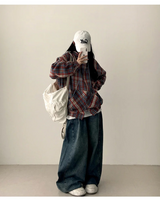 Allt Hem Snap Pin Tuck Washed Denim Wide Pants