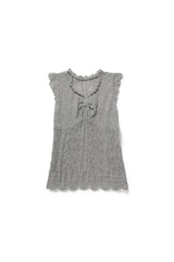 リボンノースリーブニット_グレー