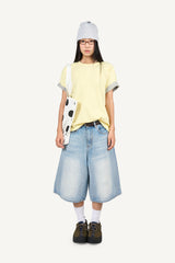 Air Blue Washed Denim Bermuda Pants