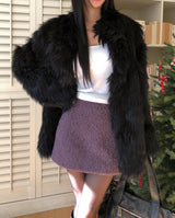[wool 10%] Mauve Winter Wool Mini Skirt