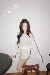 Lace Two-Piece Shirring Layered Dress