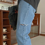ASCLO Lung Semi Wide Cut Denim Pants