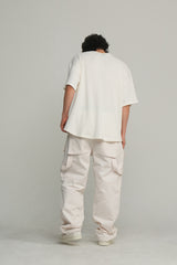 クルーネック 半袖ワッフルTシャツ/オフホワイト