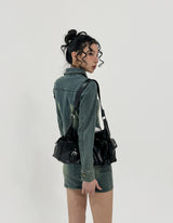 Beto Washing Cut Crop Denim Set Jacket