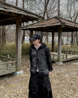 Rukle Mesh Dirty Hooded Zip-Up
