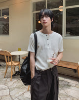 ビキュークロームヘンリーネックショートスリーブTシャツ