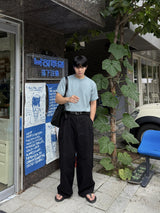 ダイアゴナルカットラインハーフバンドワイドパンツ
