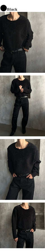 [UNISEX] Velvet round cutting knit (4color)