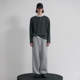 Essential 2-way String Banding Wide Sweat Pants - MELANGE GREY