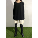 SLIP NECK OVERLOCKED TOP : BLACK