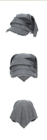 Scarf Veil Wool Cap / Grey