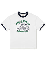UNISEX オーバーフィットパピーサーフィンリンガーショートスリーブT　ホワイト (FCE2TS401M)