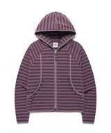 MULTI STRIPED FLEECE ZIP UP HOODIE PURPLE(CV2GFFM482A)