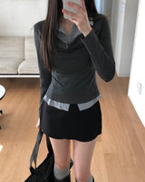 Teti Slit Layered Skirt-Pants
