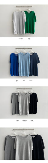 fullerene linen round short-sleeved knitwear