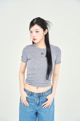 リボンロゴ刺繍半袖Tシャツ / ribbon LOGO embroidery H/S TEE