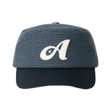 ツートーン ハウンドトゥース ピルボックス キャップ (Navy)
