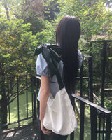 Eno リボンストラップコットンショルダーバッグ