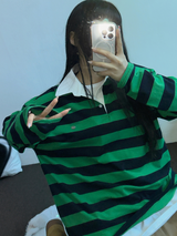 キュートカラーペティット👚ストライプロングスリーブTシャツ🎀❤💚3カラー