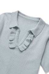 Vanilla frill knit_skyblue
