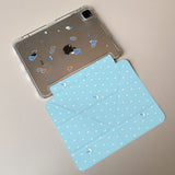 Blue Rain Dot Pattern Y-Fold iPad Case